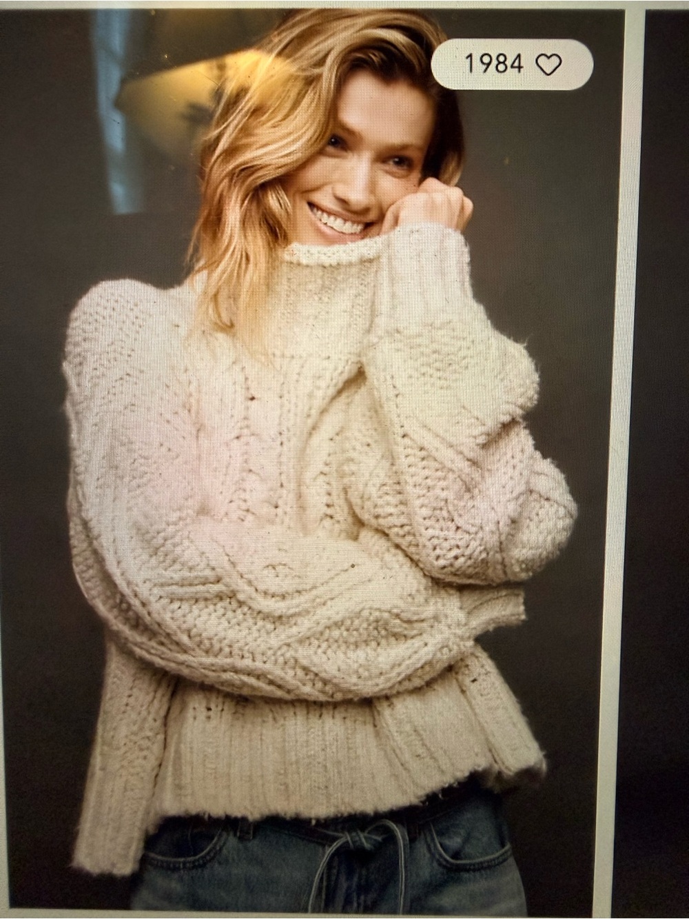Anthropologie Fisherman Cream Chunky Cable Turtleneck Sweater